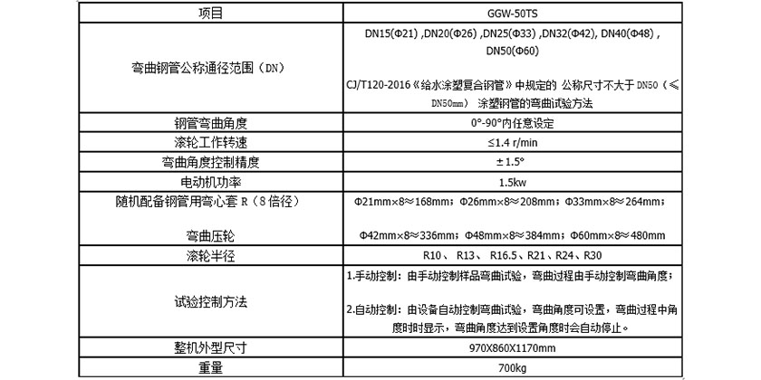 GGW-50TS涂塑复合钢管弯曲试验机